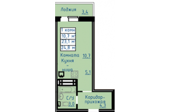 Продается Однокомнатная квартира в новостройке, Курортная, N